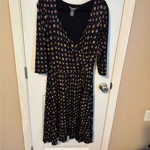 Chelsea & Theodore Black Dress with Multicolor Floral Pattern